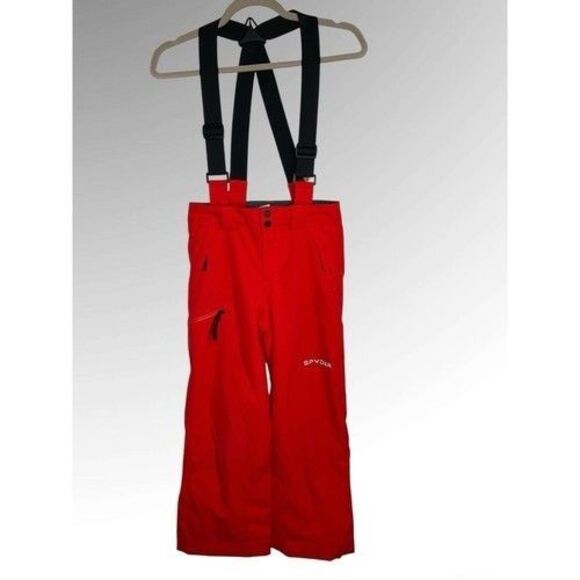 Spyder Red Insulated Propulsion Suspenders SnowSki Bib Pants Junior Boys Size 10 - Picture 1 of 14